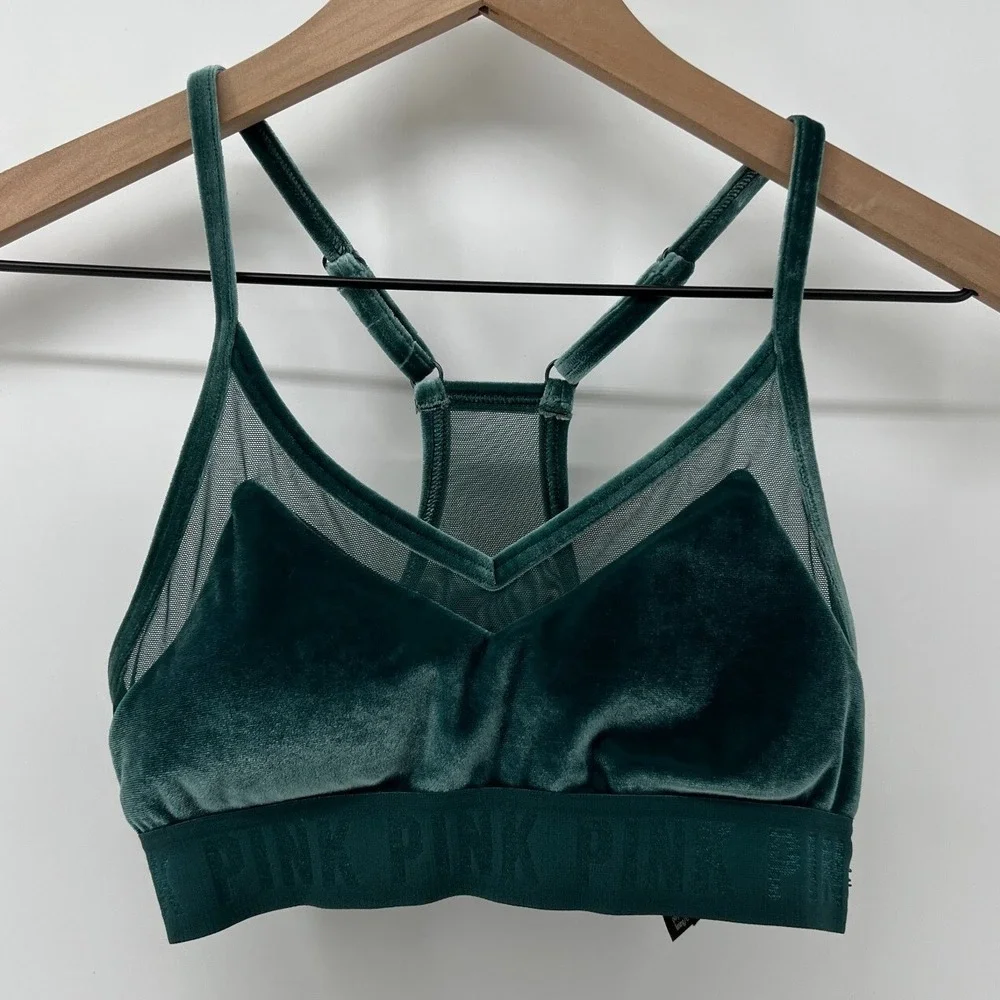 Victorias Secret PINK Ultimate Lightly Lined Racerback Sports Bra Green Women XS